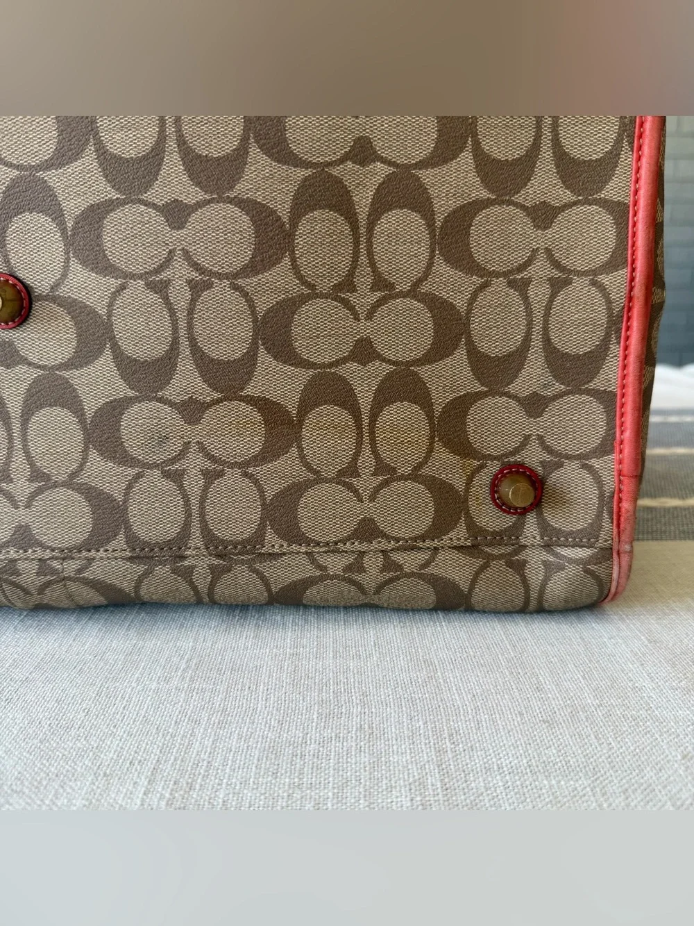 Rare Coach Heritage Stripe Pet Carrier Dog Purse Old Money Luxury Travel Orange